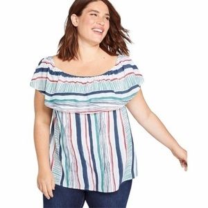 NWT Lane Bryant striped off shoulder top 18/20 B5